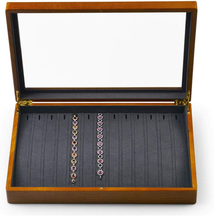 Solid Wooden Necklace/Bracelet/Pendant Jewelry Organizer Box 13 Lattice Necklace Showcase Display Holder