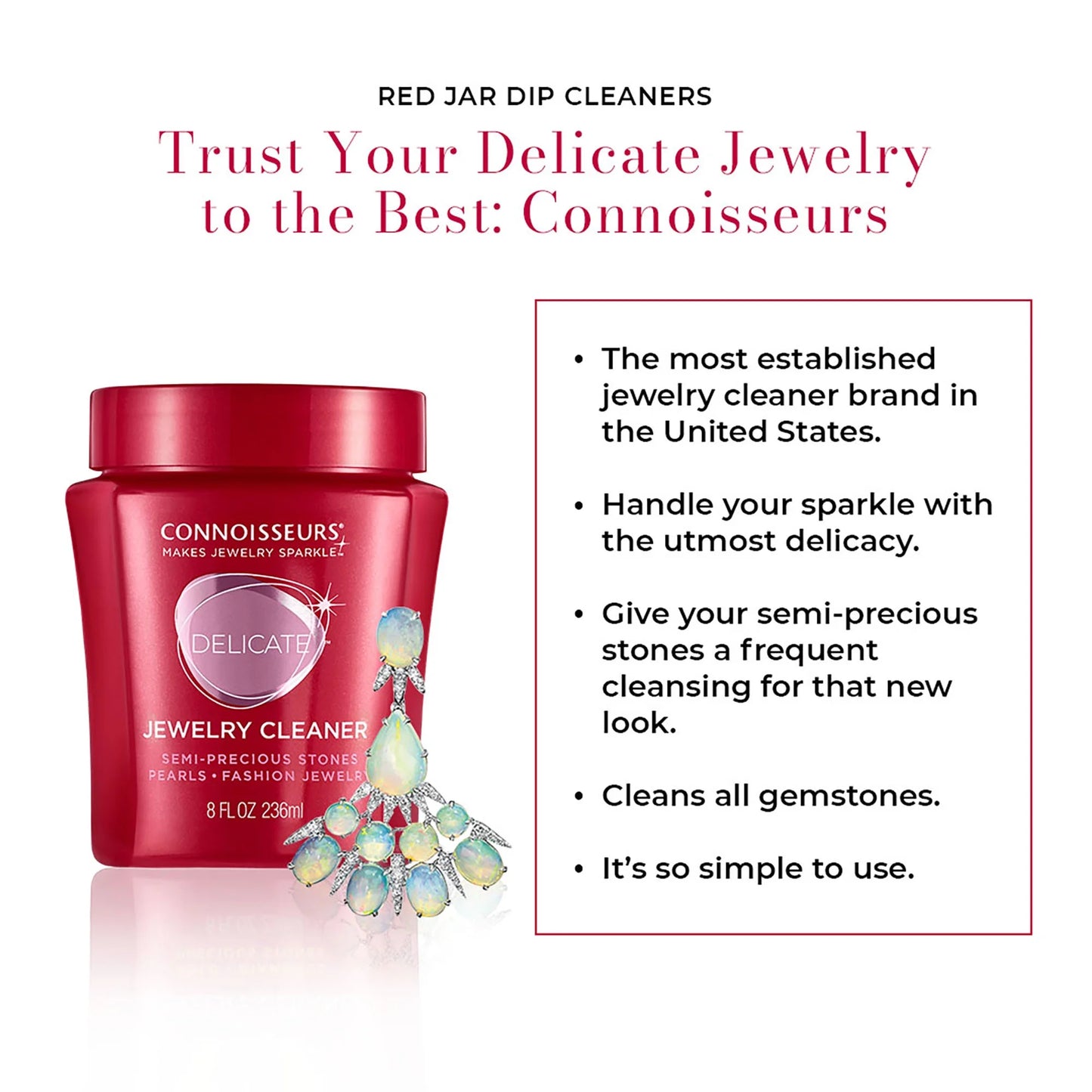 Delicate Jewelry Cleaner Solution for Pearls, Gemstones, and Fashion Jewelry - 8 Fl Oz
