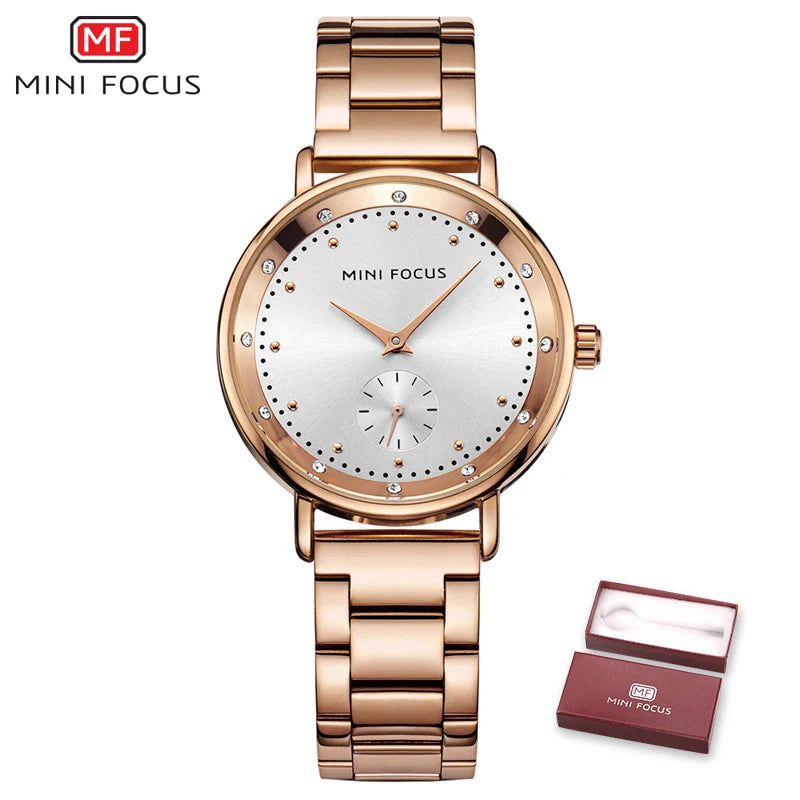 MINI FOCUS Rose Gold Watch Women Quartz Watches Ladies Top Brand Luxury Female Wrist Watchs Girl Clock Relogio Feminino
