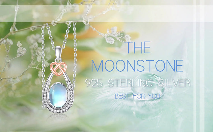 925 Sterling Silver Moonstone Teardrop Pendant Necklace - Elegant Jewelry Gift for Women, Moms, Daughters, and Wives on Birthdays