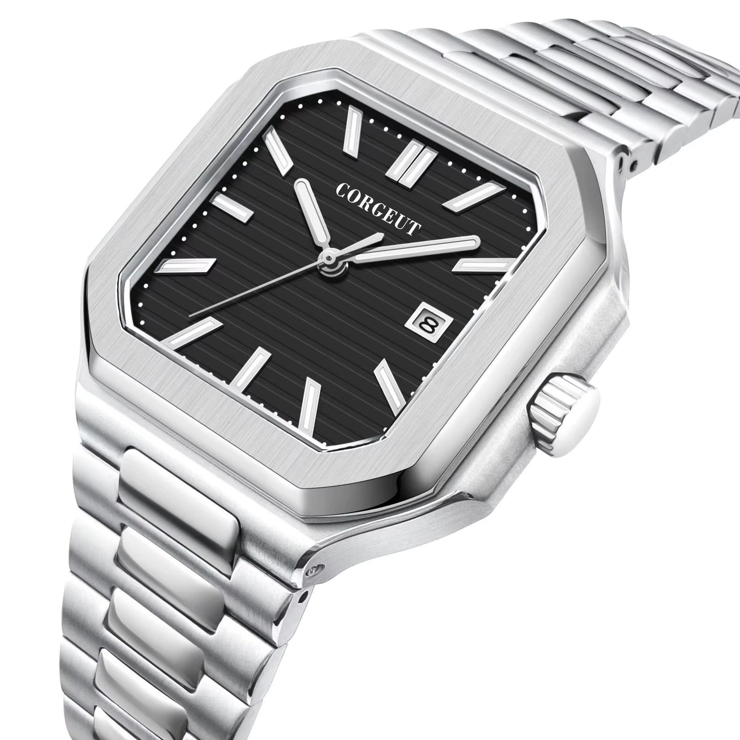 NH35 8215 Automatic Mechanical Watch for Man Blue Black Luminous Square New Men Watchs Stainless Steel Green Dial Custom