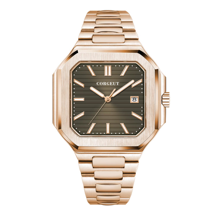 NH35 8215 Automatic Mechanical Watch for Man Blue Black Luminous Square New Men Watchs Stainless Steel Green Dial Custom