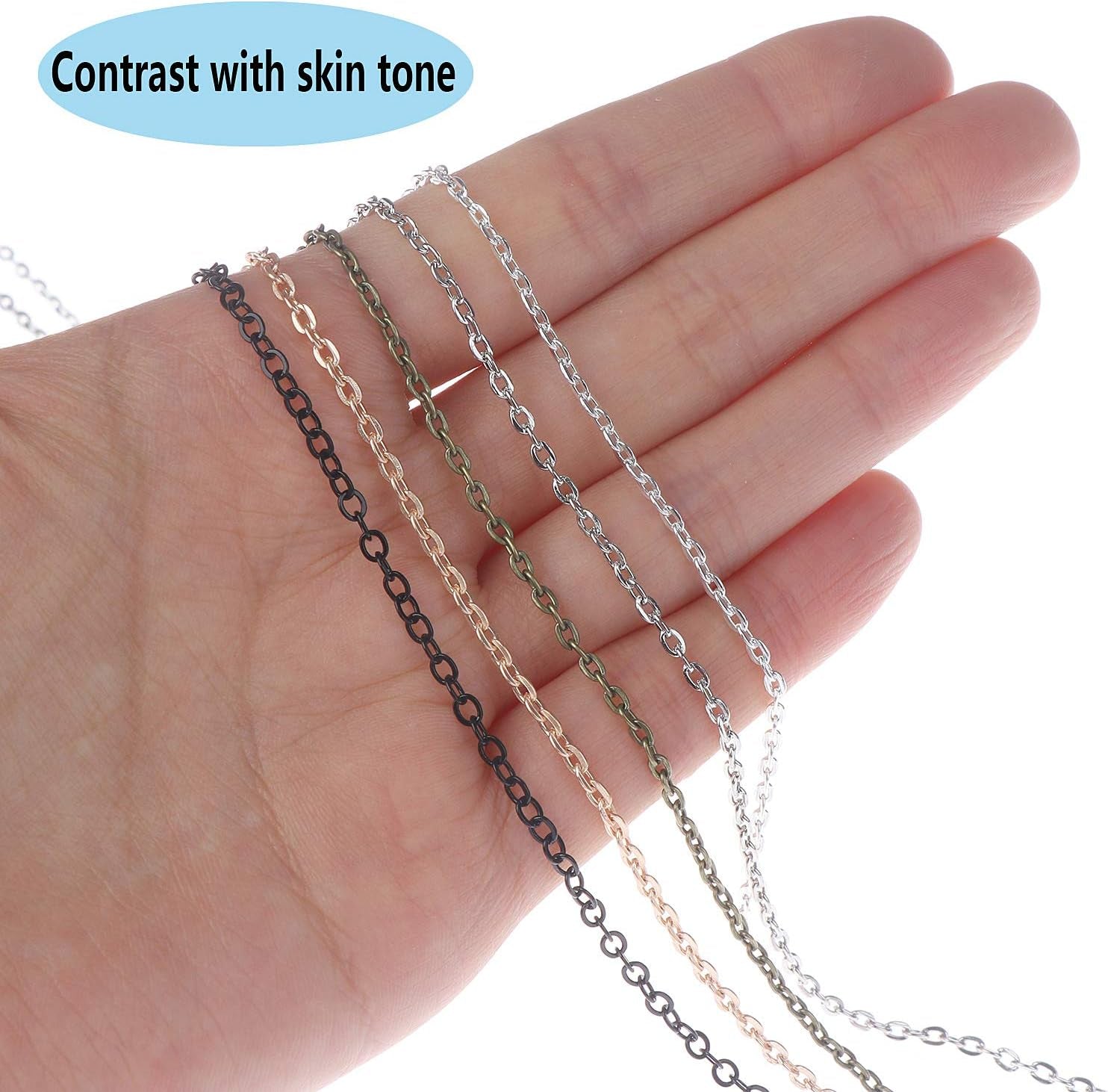 39 Feet Necklace Chains Stainless Steel DIY Link Chain Necklaces with 30Pcs Lobster Clasps, and 100Pcs Jump Rings for Jewelry Making