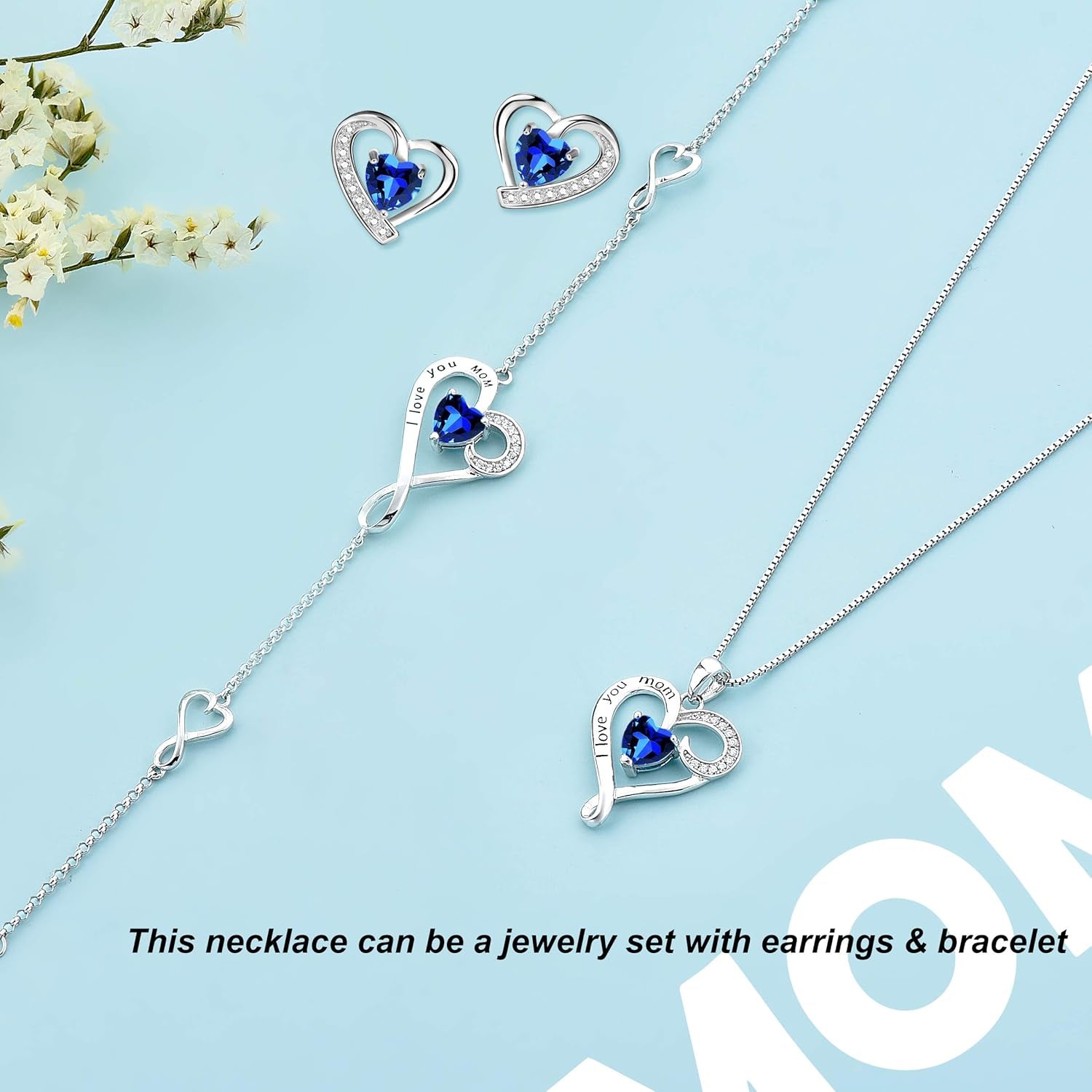 Mother'S Birthday Gift I Love You Mom S925 Sterling Silver Heart Pendant Necklace