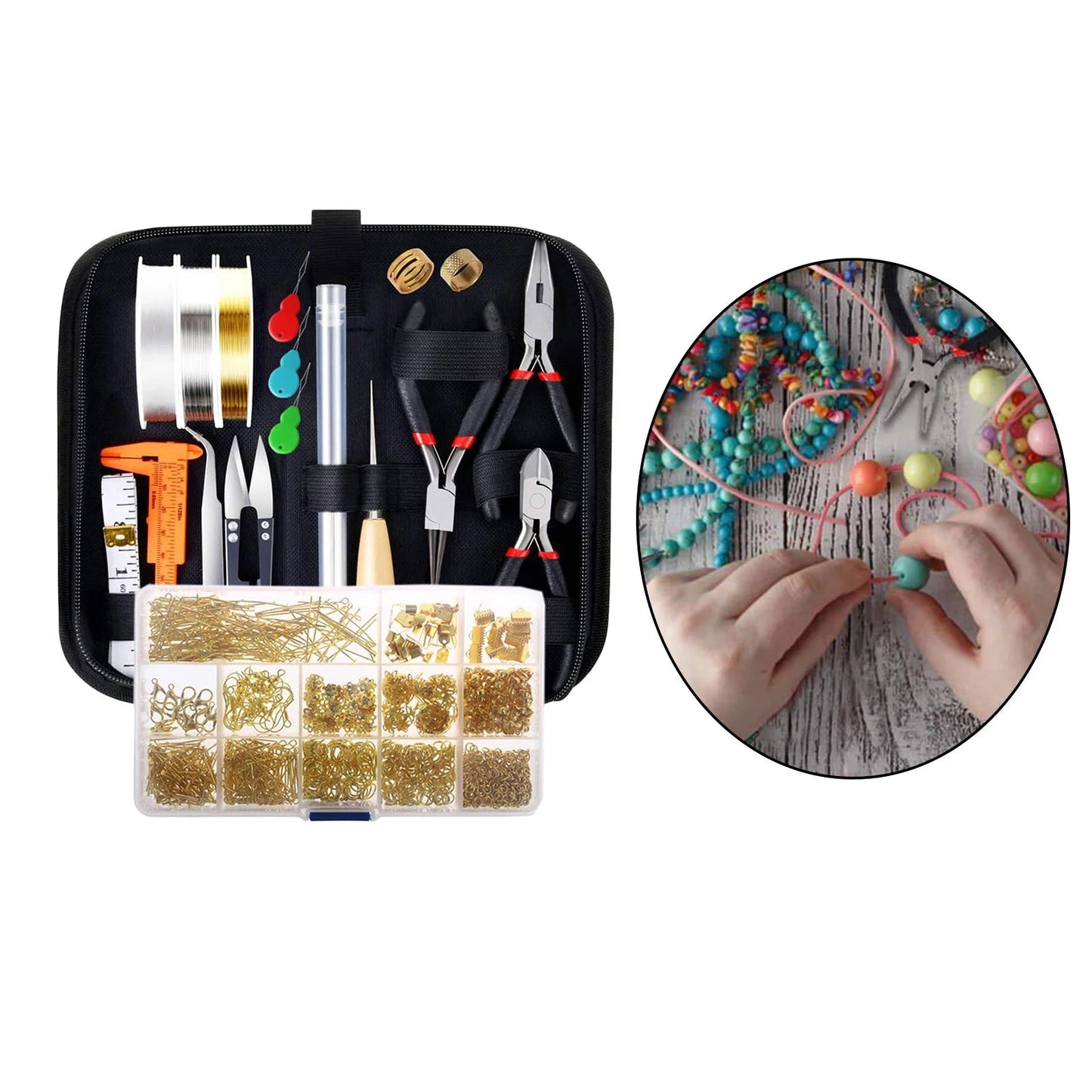 Professional Jewelry Making Tool Kit: Pliers Set with Round Nose Plier, Side Cutting Plier, and Awl