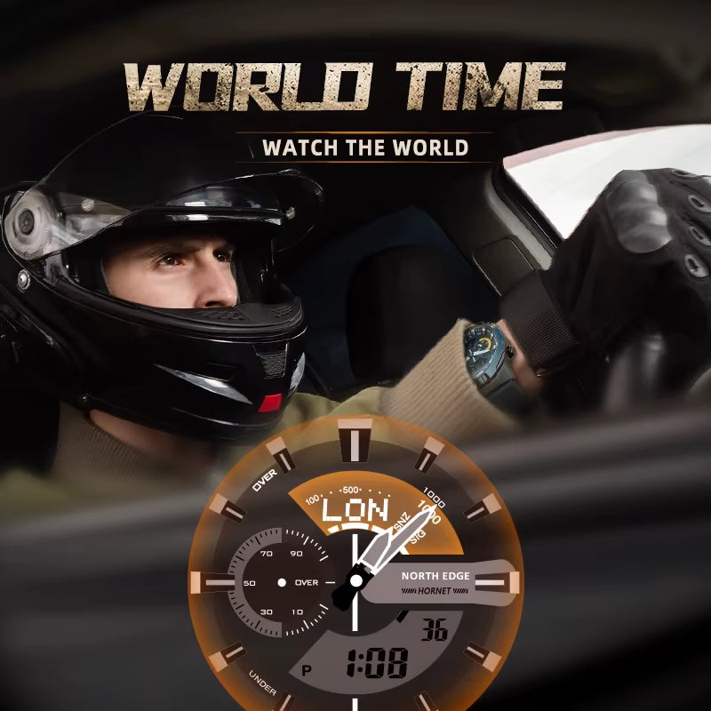 2022 HORNET Men'S Digital Watch Running Cycling Sports Watches Waterproof 50M World Time Speed Illuminator Wristwatch