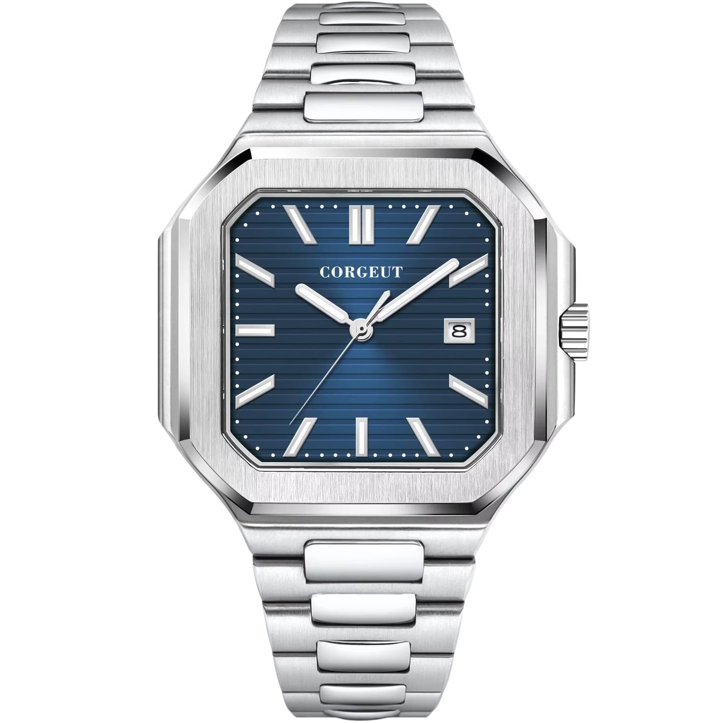 NH35 8215 Automatic Mechanical Watch for Man Blue Black Luminous Square New Men Watchs Stainless Steel Green Dial Custom