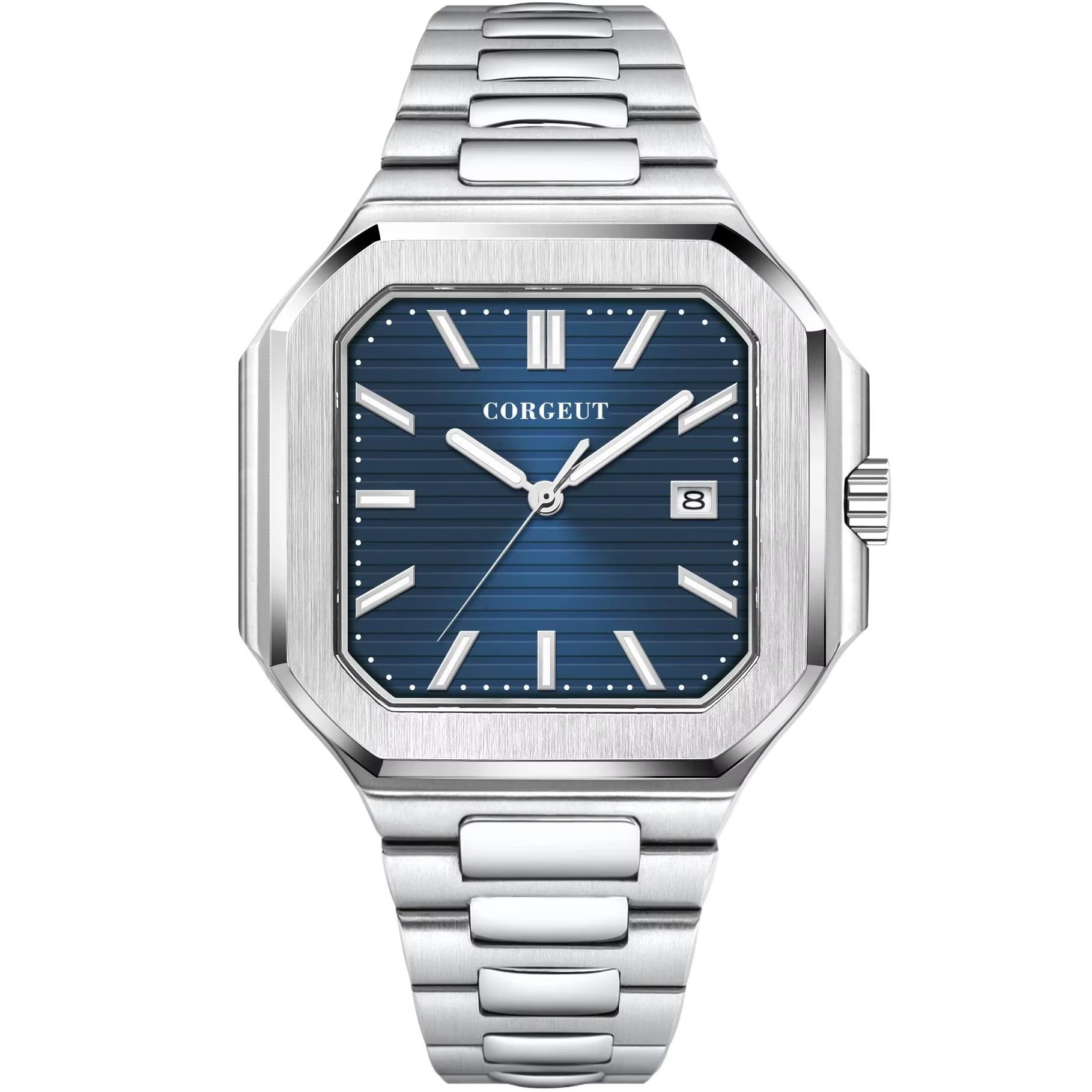 NH35 8215 Automatic Mechanical Watch for Man Blue Black Luminous Square New Men Watchs Stainless Steel Green Dial Custom