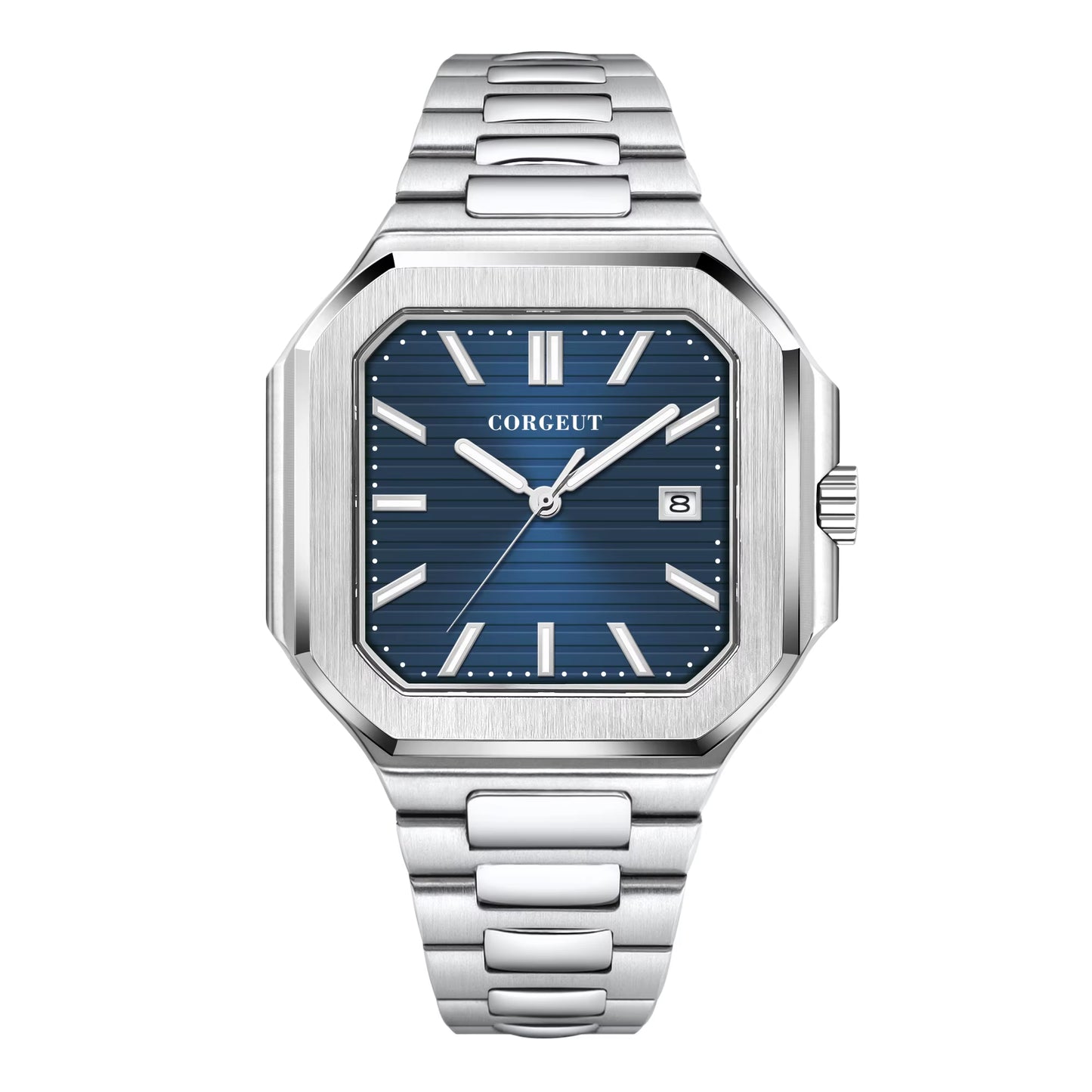 NH35 8215 Automatic Mechanical Watch for Man Blue Black Luminous Square New Men Watchs Stainless Steel Green Dial Custom