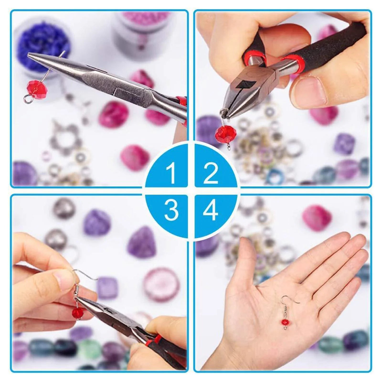 Professional Jewelry Making Tool Kit: Pliers Set with Round Nose Plier, Side Cutting Plier, and Awl