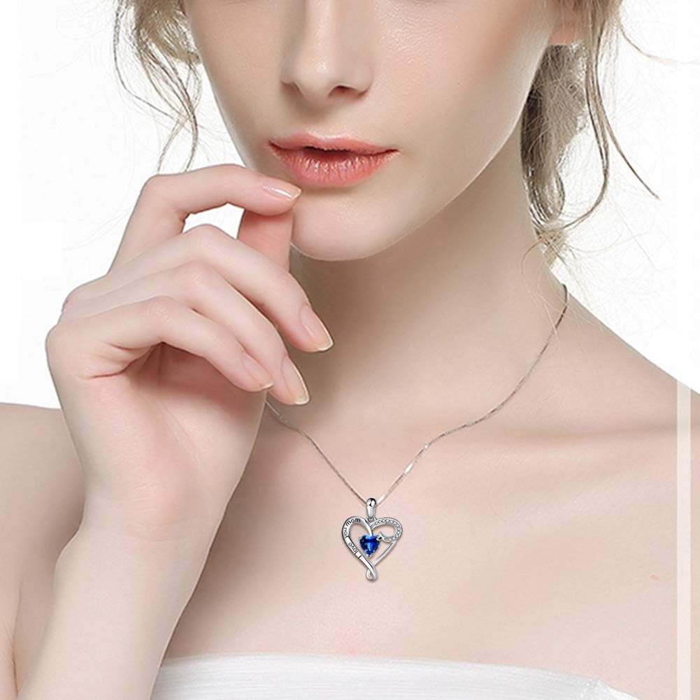 Mother'S Birthday Gift I Love You Mom S925 Sterling Silver Heart Pendant Necklace