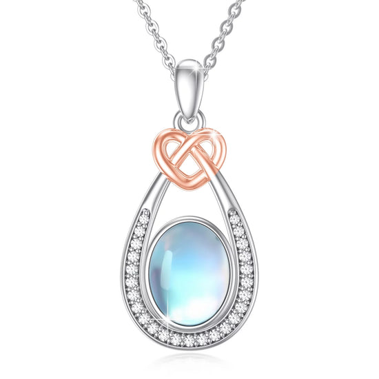 925 Sterling Silver Moonstone Teardrop Pendant Necklace - Elegant Jewelry Gift for Women, Moms, Daughters, and Wives on Birthdays