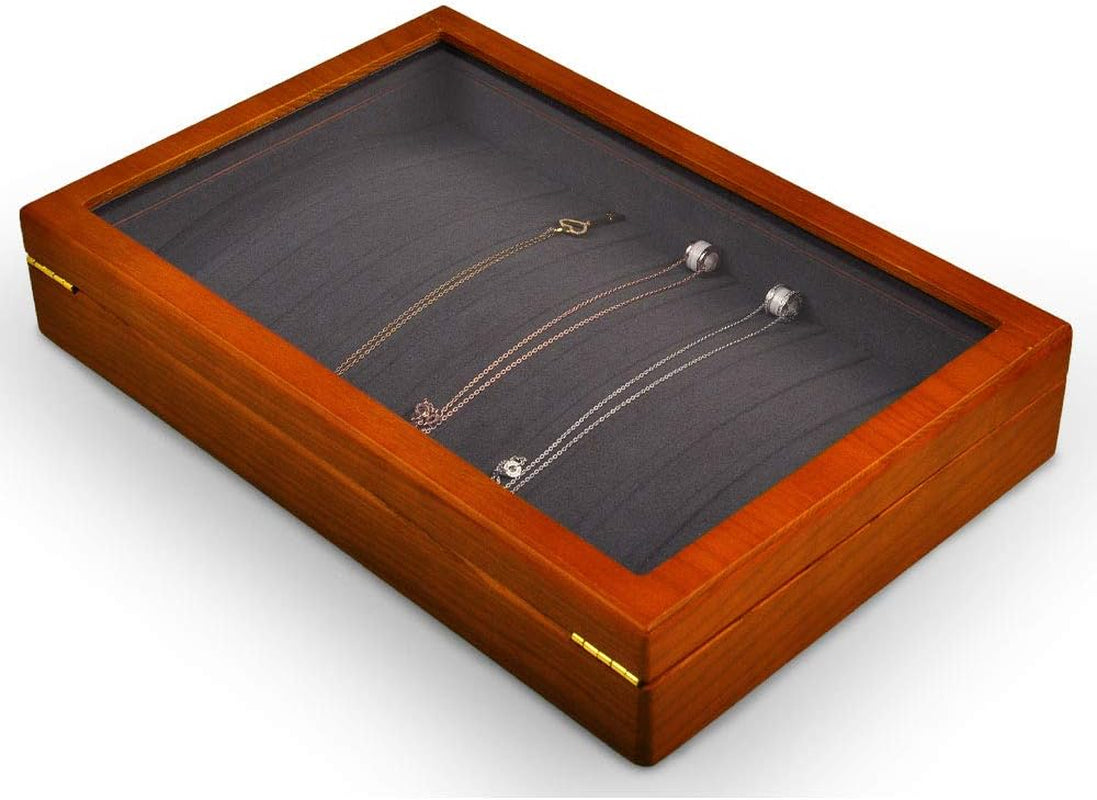 Solid Wooden Necklace/Bracelet/Pendant Jewelry Organizer Box 13 Lattice Necklace Showcase Display Holder