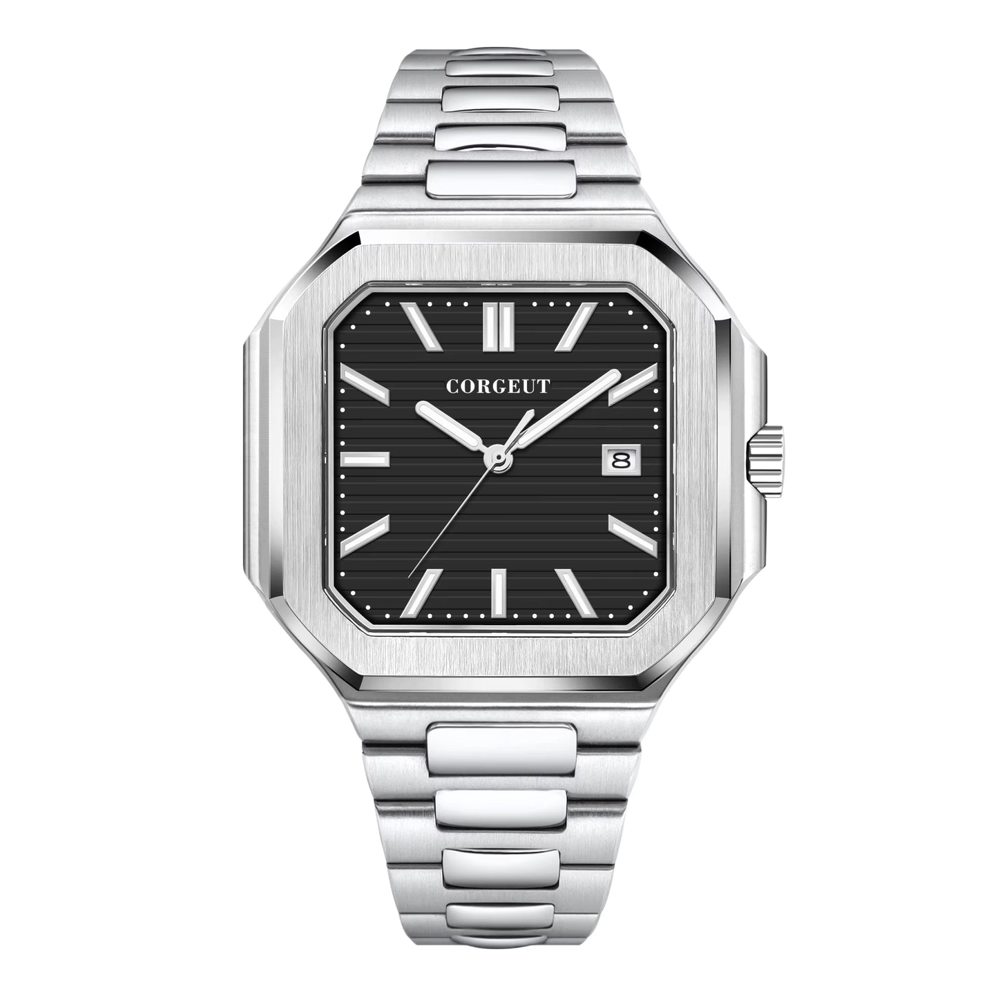 NH35 8215 Automatic Mechanical Watch for Man Blue Black Luminous Square New Men Watchs Stainless Steel Green Dial Custom