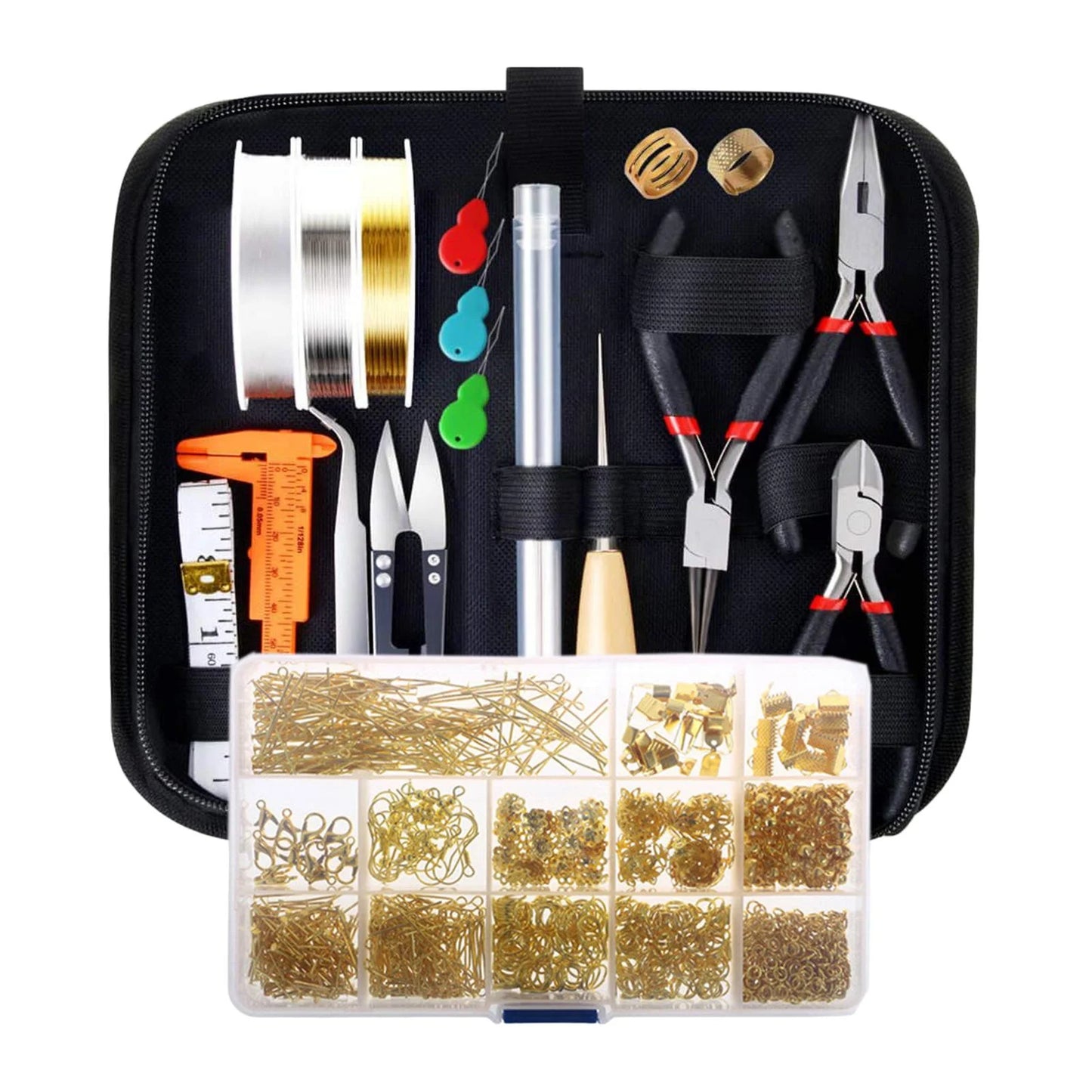 Professional Jewelry Making Tool Kit: Pliers Set with Round Nose Plier, Side Cutting Plier, and Awl