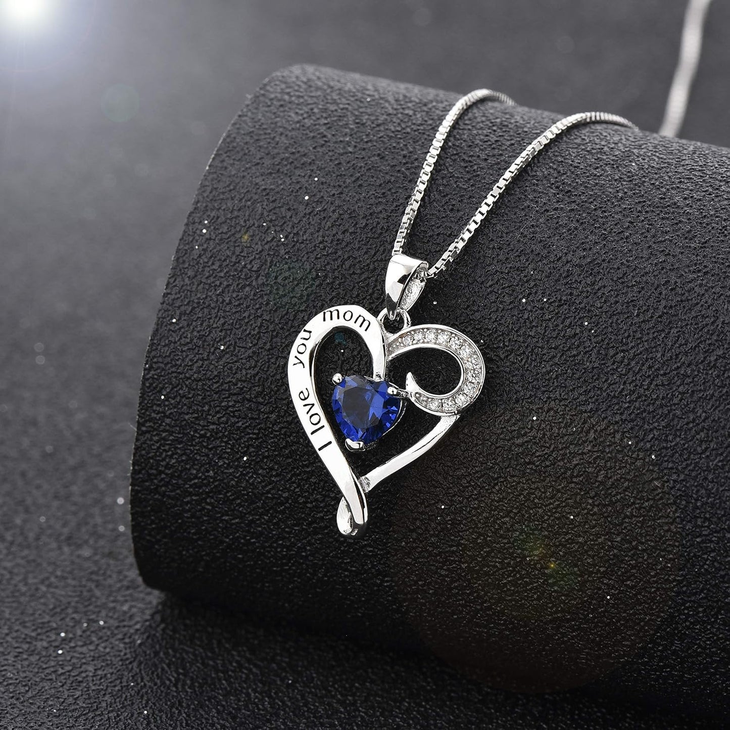 Mother'S Birthday Gift I Love You Mom S925 Sterling Silver Heart Pendant Necklace