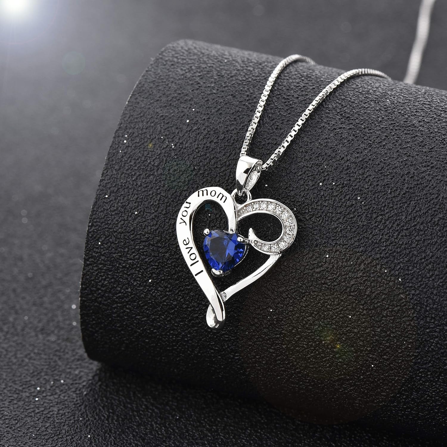 Mother'S Birthday Gift I Love You Mom S925 Sterling Silver Heart Pendant Necklace