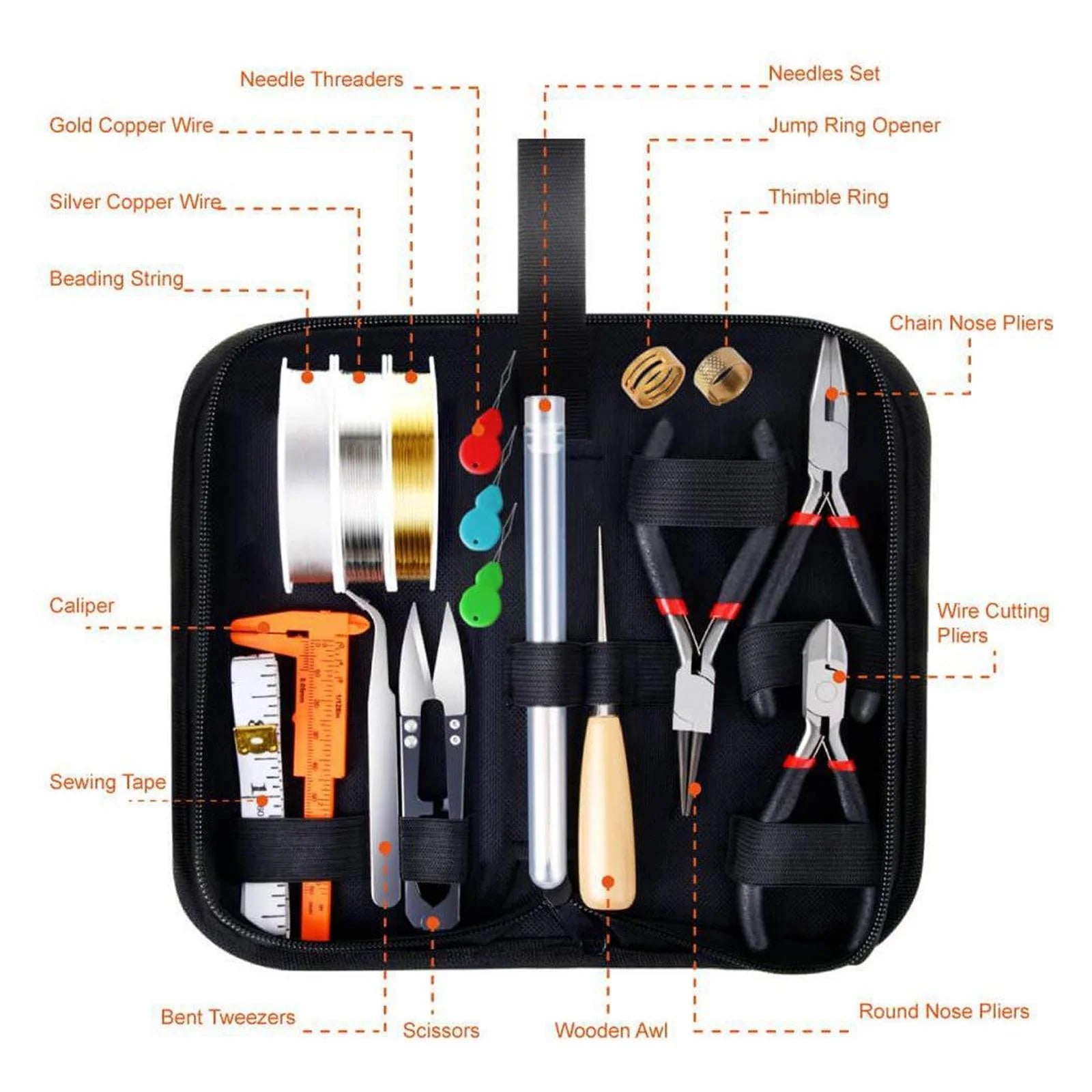 Professional Jewelry Making Tool Kit: Pliers Set with Round Nose Plier, Side Cutting Plier, and Awl