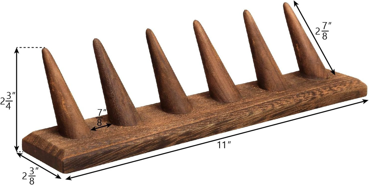 2 Pcs Set Finger Ring Stand Jewelry Display Holder Showcase Display Stands 11 X 2 1/4 X 2 3/4 In, Brown Color