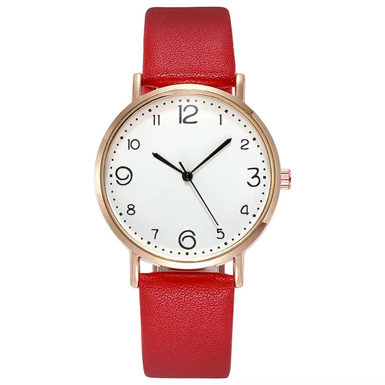 New Simple Vintage Digital Face Leather Belt Woman Watch round Leisure Student Quartz Watchs Wear Matching Women&