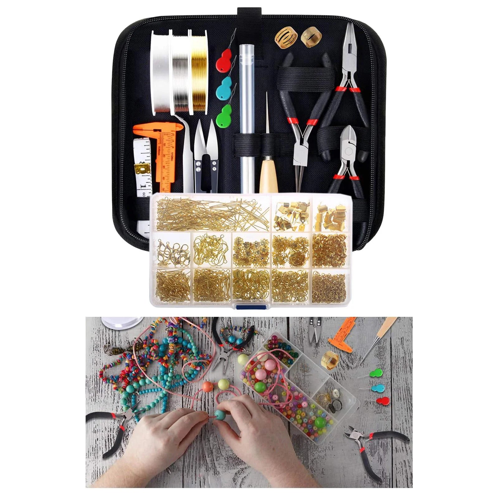 Professional Jewelry Making Tool Kit: Pliers Set with Round Nose Plier, Side Cutting Plier, and Awl