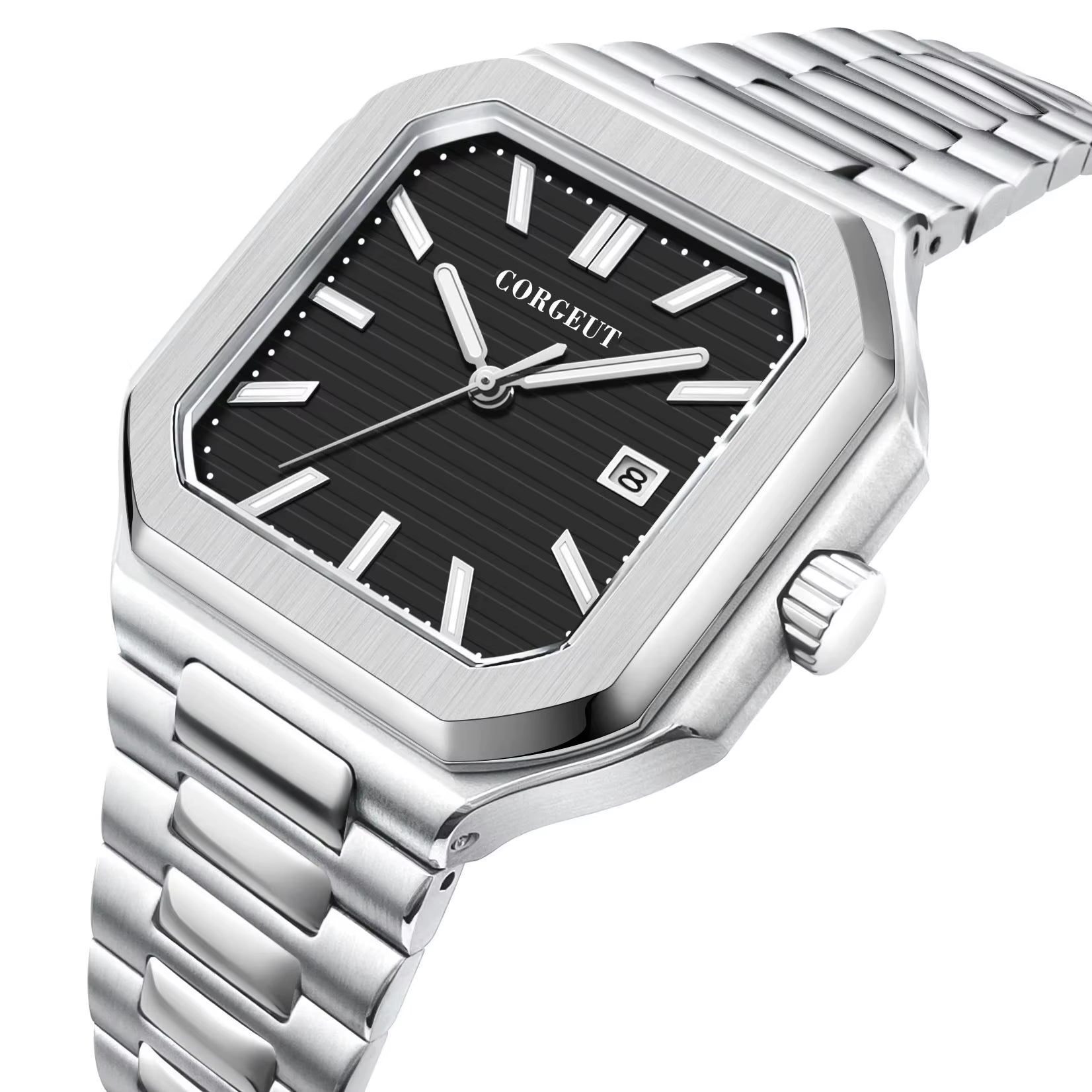 NH35 8215 Automatic Mechanical Watch for Man Blue Black Luminous Square New Men Watchs Stainless Steel Green Dial Custom