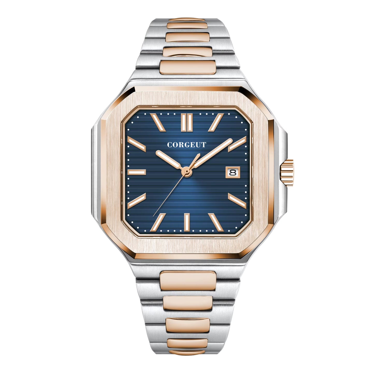 NH35 8215 Automatic Mechanical Watch for Man Blue Black Luminous Square New Men Watchs Stainless Steel Green Dial Custom
