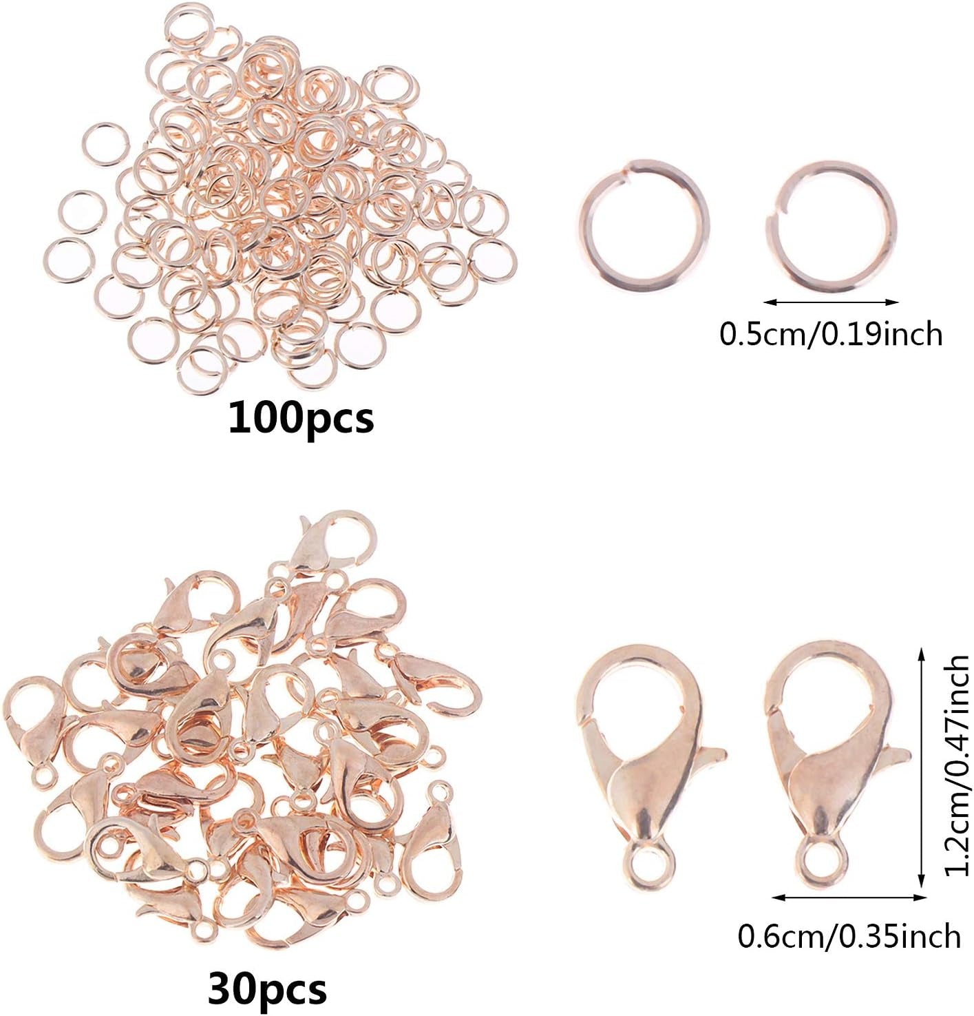39 Feet Necklace Chains Stainless Steel DIY Link Chain Necklaces with 30Pcs Lobster Clasps, and 100Pcs Jump Rings for Jewelry Making